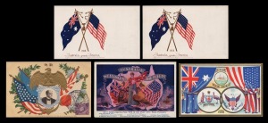VICTORIA - Postal Stationery: GREAT WHITE FLEET POSTAL CARDS: 1908 1d and 1&frac12;d official Victorian P.O. Cards; together with a 1d New South Wales Fleet card, a Tye & Co. (House Furnishers) advertising card issued for the Vist, together with an Official Japa