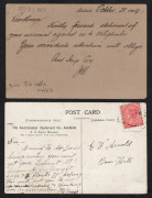 POSTCARDS: MELOTTE CREAM SEPARATORS: Two different illustrated postcards for The Australasian Implement Co., Adelaide, both FU in 1909, one with private perfin "AI CO" 1d. (2). - 2
