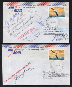 Aerophilately & Flight Covers: 11 & 12 February 1986 (AAMC.2010a & 2010aa new listing) A cover carried on the 11th February LAST flight from Sydney to Los Angeles by PAN AM (signed by Trevor Ringdahl, Director - South Pacific Service) and the flight crew,