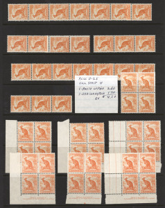 1937-48 KGVI issues to 1/4 on Hagner pages; mainly duplicated range of Imprint blks.4, but also coil strips, other blocks and singles, etc. (400+).