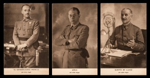 POSTCARDS: SPANISH CIVIL WAR: An impressive set of thirty 1939 postcards by famed Spanish photographer Jalon Angel, featuring photographic portraits of prominent Nationalist military men, including Francisco Franco, Emilio Mola, Queipo De LLano, Miguel Cabanellas, and many others. (30 items)