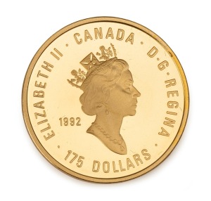 Canada: 1992 $175 gold Proof (16.97g), produced for the IOC Centennial 1896-1996 Series - featuring athletes with the Olympic torch.