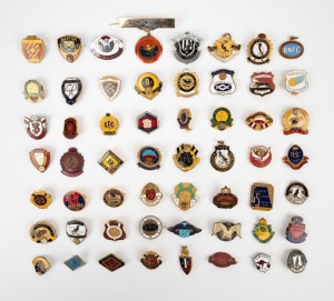 VARIOUS FOOTBALL CLUB BADGES: Noted Broken Hill 1927, Wangaratta 1928, Eaglehawk 1930, Clarence 1937, Semaphore Central 1938, Tammin 1951, Colonel Light Gardens 1950, Hamilton 1959, Marion 1960, Port Elliot 1961, Koolymilka 1963, Yorketown 1971, and many others. (50+ items)