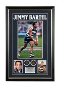 GEELONG: Signed and framed photograph of Jimmy Bartel, featuring replicas of his 2007 Brownlow and 2011 Norm Smith medals, accompanied by CoA; framed and glazed, 90 x 59cm overall.