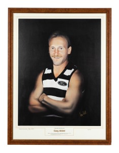 GARY ABLETT SR.: Signed poster based on a painting by Harry Kuehnel (who has also signed); limited edition #432/500, attractively framed and glazed, 102 x 77cm overall.