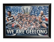 GEELONG: A collection of eight attractively framed and glazed Premiership celebration displays, featuring 2006, 2009, and 2011; the largest 68.5 x 109.5cm overall. (8 items)