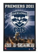 GEELONG: A collection of eight attractively framed and glazed Premiership celebration displays, featuring 2006, 2009, and 2011; the largest 68.5 x 109.5cm overall. (8 items) - 4