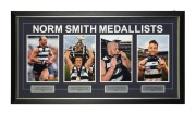 GEELONG: A collection of ten attractively framed and glazed displays, featuring Gary Ablett Sr. and Jr., Jimmy Bartell, Paul Chapman, Joel Selwood, Patrick Dangerfield, and others; the largest 58.5 x 109.5cm overall. (10 items) - 10