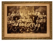 SOUTH MELBOURNE SWANS 1888/1889/1890 VFA PREMIERSHIPS: Vintage sepia-toned very large format official team photograph depicting thirty players, trainers, and officials from the period of the Swans' three consecutive Premierships, all named in manuscript i - 2