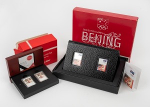 STAMP COINS - SILVER: Two Perth Mint/Australia Post joint issues, both in presentation cases with box and CoA, comprising 2008 Beijing Olympic Games 50c and 2009 Early Posting Box 55c.