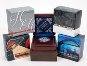 NUIE: ROSWELL & OTHERS: Group of five $1 1oz silver proofs, all in presentation cases with CoA, comprising 2016 Royal Star (coloured), 2017 Submarine Attack On Sydney Harbour (high relief), 2018 Royal Wedding (coloured), 2018 Australia At Night - Platypus