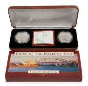 1997 Coins of the Harbour City, $10 fine silver coin pair in presentation case and box of issue, with Certificate.
