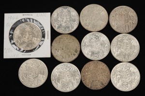 ELIZABETH II, 1966, fifty cents, (11), mainly VF-EF.