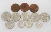 Pre-decimal group (all superior grades) comprising 1943 florin, 1939 & 1942 shillings, 1941 sixpence, and 1939 & 1942 (2) pennies, together with five 1966 round 50c coins (mixed condition). (12 items)