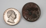 U.K.: The 1912 Girdlestone Memorial Medal (bronze, 40mm) awarded by the National Dahlia Society to A. Brown for Pompon Dahlias; also, the Royal Horticultural Society Sir Joseph Banks silver prize medal (37mm) uninscribed. (2 items). - 2