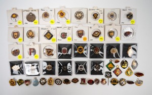 VARIOUS FOOTBALL CLUB MEMBERSHIP FOBS OR BADGES: Noted South 1926, Central 1937, South Adelaide 1937, Semaphore Central 1940, North Whyalla 1948, Redan 1950, Paskeville 1956, Streaky Bay 1957, Norwood 1960, West Torrens 1961, Brinkworth 1963, Woomera Works 1964, and many others. (50+ items)