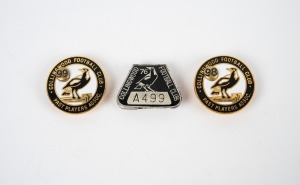 COLLINGWOOD: 1976 member badge (A499), together with 1998 and 1999 Past Players Association badges. (3 items)