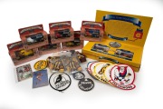 AFL CENTENARY - MATCHBOX CARS: Group of eight Club Car Collectables, all in their original retail packaging, teams include Carlton, Melbourne, Essendon, Hawthorn, and Richmond, together with a quantity of stickers, badges, and membership cards.