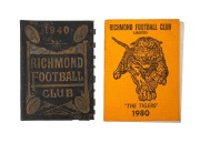 RICHMOND: 1940 member's season ticket, with list of fixtures and holes for each game attended, plus 1980 premiership year season ticket. (2 items)