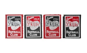 ST. KILDA: 1959-62 member's season tickets, each with fixture list and holes punched for games attended. The 1959 and 1960 tickets are issued in the name of former player Jack Connell. (4 items)