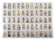 CIGARETTE CARDS: 1931 W.A. & A.C. Churchman "Sporting Celebrities" complete set [50], noted Don Bradman and Walter Lindrum, plus 5 duplicates; G/VG. (55 items)