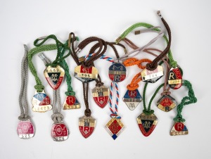 MELBOURNE CRICKET CLUB MEMBERSHIP FOBS: Group comprising the years 1982, 1983 (2), 1984, 1985 (2), 1986 (2), 1987 (2), 1988 (2), 1989, 1990, and 1991, plus one other similar. (16 items)
