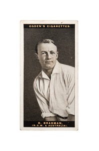 300 · DON BRADMAN: 1928-29 Ogden's "Australian Test Cricketers" cigarette card; condition VF+. Rare.
