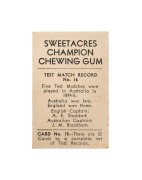 DON BRADMAN: 1932-33 Sweetacres Champion Chewing Gum "Test Records" card number 15; condition EF. - 2