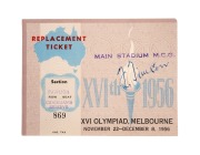 MELBOURNE 1956 OLYMPICS - CHAIRMAN'S RESERVE TICKETS: Three replacement tickets [#868-870] stamped "Main Stadium M.C.G."; extremely scarce - we know of only two others, held by the Australian Sports Museum. (3 items) - 3