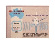 MELBOURNE 1956 OLYMPICS - CHAIRMAN'S RESERVE TICKETS: Three replacement tickets [#868-870] stamped "Main Stadium M.C.G."; extremely scarce - we know of only two others, held by the Australian Sports Museum. (3 items) - 4