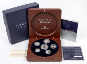 2003 Fine Silver Proof Year Set, in original case with CoA and box.