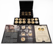 GIBRALTAR: 2021 Elvis Presley "The King Of Rock And Roll" coin set (one missing), together with 2014 one crown WW1 Land/Air/Sea and 2017 one crown Lest We Forget, plus Bradford Exchange "Flying Scotsman" 14-medallion collection with CoA.
