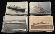 POSTCARDS - SHIPPING: A collection of more than two hundred postcards with views of boats and ships (many military), from decades spanning the 1920s to the 1980s, most unused. (200+ items)