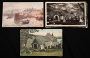 POSTCARDS - CHANNEL ISLANDS: Group of thirty-one black and white and colour postcards, mostly early 20th century, featuring views of Jersey, Guernsey, and Sark (beaches, lighthouses, cities, towns, etc.). (31 items)