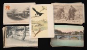 POSTCARDS: JAPAN: Group of mainly 1910s and 1920s postcards, including three pleasing sets, with views of temples, sumo, traditional gardens, lakes, etc. (70+ items)