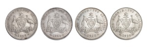 Two Shillings: GEORGE V, 1917, 1925, 1927 and 1928, (4), VF+ to near uncirculated.