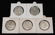 Two Shillings: GEORGE VI, 1938 (3) and 1939 (2), VF+ to EF+. (5).
