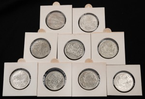 Two Shillings: GEORGE VI, 1951 (1), ELIZABETH II 1953 (1), 1954 (2), 1956 (2), 1957 (1) and 1958 (2), VF to Unc. (Total: 9).