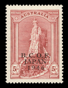 BCOF Japan: 1946 (SG.J1-7) &frac12;d - 5/- (Thick paper) set, fresh MUH. (7).