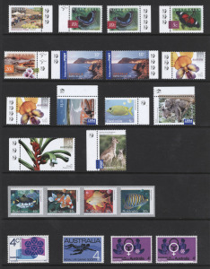 A Kanga brand album filled with MUH Australian stamps, spanning the years 1966-2000, inserted individually and in strips and miniature sheets; FV $550+, highest denomination $10.