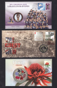 An album containing twenty Australia Post PNCs, spanning the years 2009 to 2021, including noted 2009 Melbourne Storm NRL Premiers (medallion), 2014 Remembrance $2, 2015 "The Great War" (overprinted limited edition 2331/2500), 2015 Remembrance Day $2 (x2)