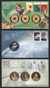 An album containing nineteen Australia Post PNCs, spanning the years 1994 to 2007, including noted 1997 "Australian Legends - Sir Donald Bradman", 2000 "For Valour", 2002 Golden Jubilee, 2004 "150th Anniversary Eureka Stockade", 2008 Megafauna (medallion)