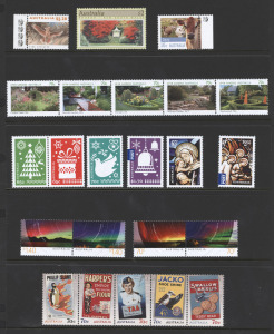 A Kanga brand album filled with MUH Australian stamps, issued mainly in the 2000s and more recently, inserted individually and in strips, sheets, gutter strips, and booklets; FV $440+, highest denomination $2.55.