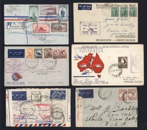Postal History: A KGVI range of covers including foreign destinations, flown & first flight covers, censored, etc. (21 items).