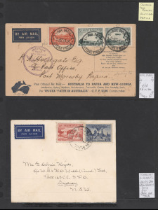 Postal History: AIRMAIL-RATE COVERS: An album containing a partially annotated collection of flown covers, cards and a few souvenir/first flight covers, mainly 1930s-50s with most focusing on SYDNEY despatches/deliveries. Also noted a range of adhesives w