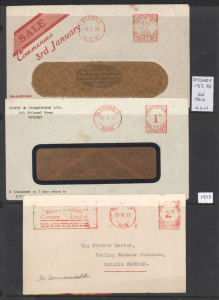 Postal History: N.S.W. PRIVATE COMPANY POSTAGE PAID METER IMPRINTS: An album containing a 1930s (plus a few later) study of covers; companies include Hordern Brothers, Scott & Underwood, IXL Jam, The Commonwealth Wool & Produce Company, Nestle, The Egg Ma