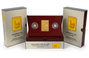 MALAWI: INVESTMENT COIN SETS: Group of three 2009 limited edition [#1128, 3321, 3366/5000] pairings of Malawi 250 Kwacha [1.24g Au .9999] and 50 Kwacha [1.24g Ag .999] coins, all in original timber cases with hardcover booklets.