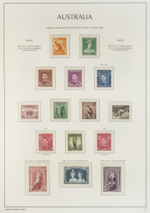1913-65 collection in black Lighthouse hingeless album; includes some Roos (2/- 1st wmk *), and KGV heads (4d Lemon *, 1d Green Die 2 **, 1/4 CofA **), in mixed condition, KGV commems incl. 3d Kooka M/S *, 1/- Lyrebird & 1/6 Hermes **, Victoria, Macarthur, Anzac all **, Robes Thick & Thin */**, KGVI 3d blues **/*, Arms *, 5/- Cattle (White paper) **, Navigators **, etc.