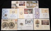 AUSTRALIA POST/ROYAL MINT COLLABORATIONS: Group of PNCs comprising 2011 &pound;5 Royal Wedding, 2012 &pound;5 Diamond Jubilee, 2013 &pound;5 Diamond Jubilee Coronation, 2014 &pound;5 Royal Christening, 2015 &pound;2 "800th Anniversary of Magna Carta", 2016 &pound;5 Queen's 90th Birthday, pl