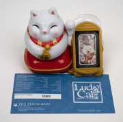 Tuvalu: LUCKY CAT - 1oz SILVER: 2020 Perth Mint one Tuvaluan dollar coin, limited edition #89/3000, in unusual plastic Lucky Cat case with box and CoA. - 2